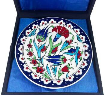 İznik Çini Tabak | Geleneksel Hediye Lale Karanfil 18 cm - 3
