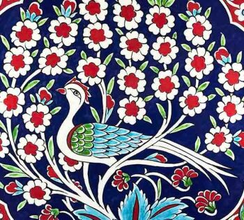 İznik Çini Tabak | Hayat Ağacı ve Tavus Kuşu Desenli 30 cm - 3