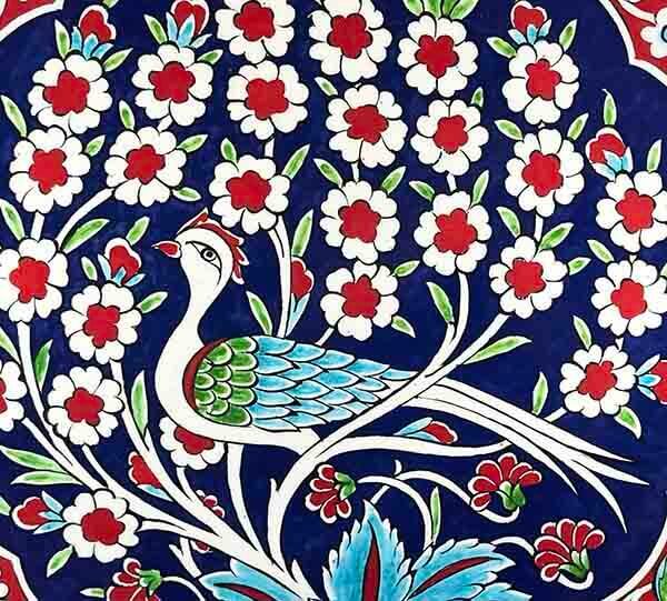 İznik Çini Tabak | Hayat Ağacı ve Tavus Kuşu Desenli 30 cm - 3