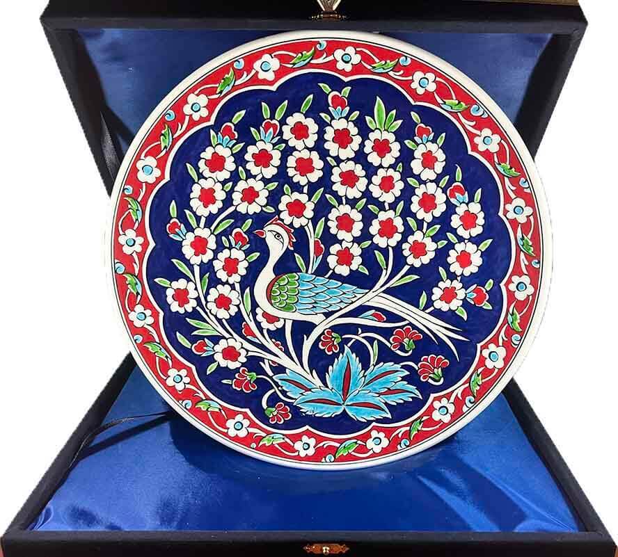 İznik Çini Tabak | Hayat Ağacı ve Tavus Kuşu Desenli 30 cm - 1