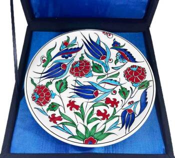 İznik Çini Tabak | Hediyelik Nar ve Lale Motifli 18 cm - 3