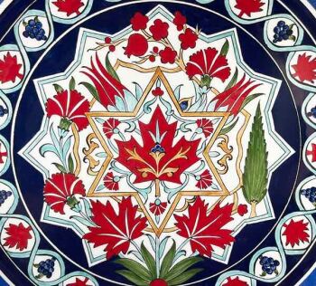 İznik Çini Tabak | Kanada Türkiye İş Hediyesi 30 cm - Çini Evi (1)