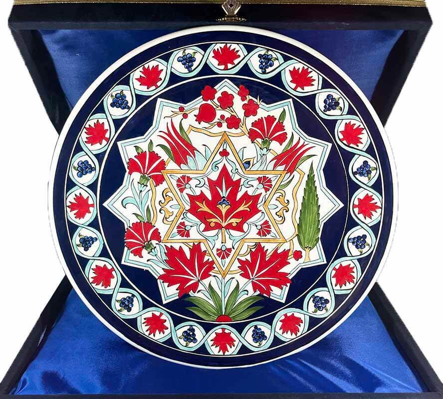 İznik Çini Tabak | Kanada Türkiye İş Hediyesi 30 cm - 1