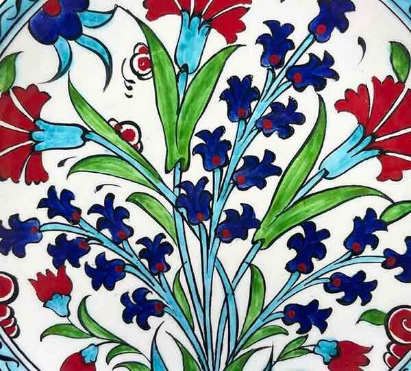 İznik Çini Tabak | Karanfil Bahçesi 18 cm - 2
