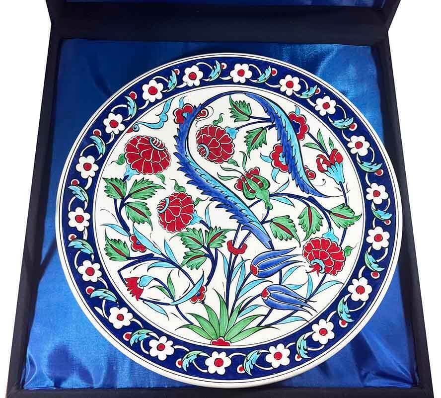 İznik Çini Tabak | Karanfil ve Lale Desenli 30 cm - 2