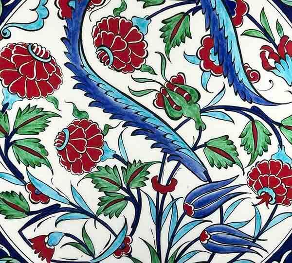 İznik Çini Tabak | Karanfil ve Lale Desenli 30 cm - 3