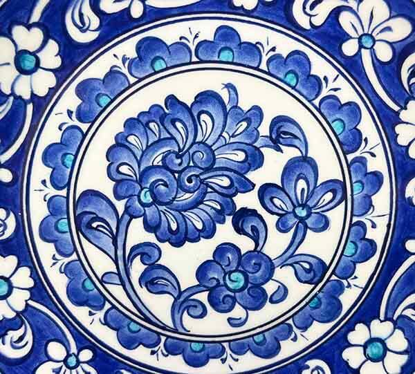 İznik Çini Tabak | Mavi Beyaz Hatayi Desenli 18 cm - 3