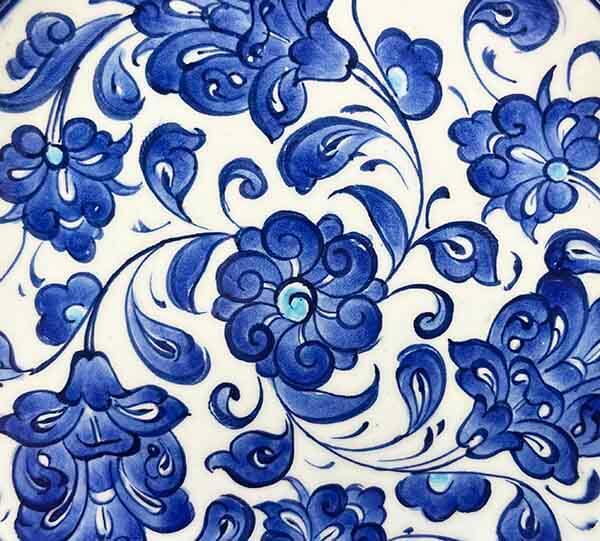 İznik Çini Tabak | Mavi Beyaz Lotus Desenli 18 cm - 2