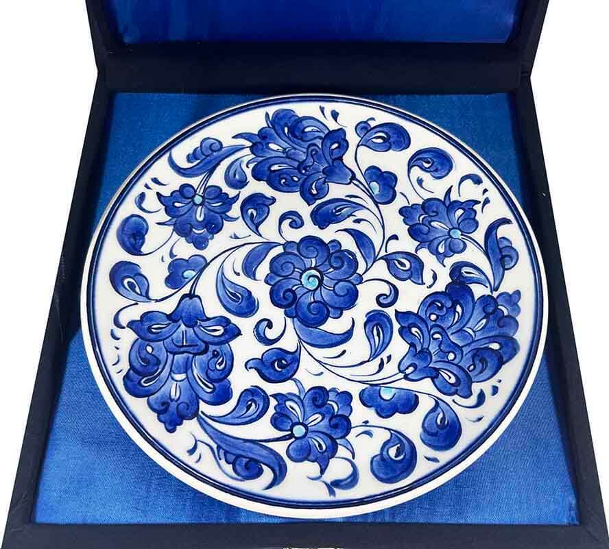 İznik Çini Tabak | Mavi Beyaz Lotus Desenli 18 cm - 3