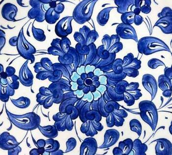 İznik Çini Tabak | Mavi Çiçek Bahçesi Desenli 18 cm - 3