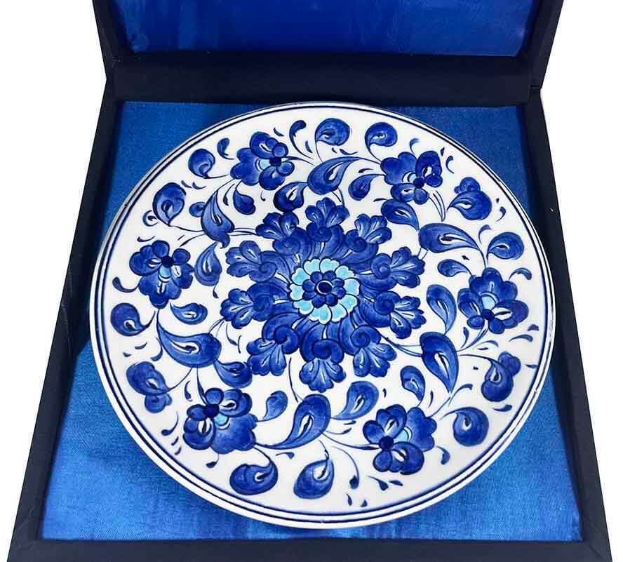 İznik Çini Tabak | Mavi Çiçek Bahçesi Desenli 18 cm - 2