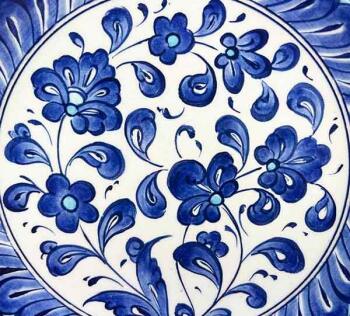 İznik Çini Tabak | Mavi Lotus Bahçesi Desenli 18 cm - 3