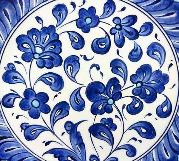 İznik Çini Tabak | Mavi Lotus Bahçesi Desenli 18 cm - 3