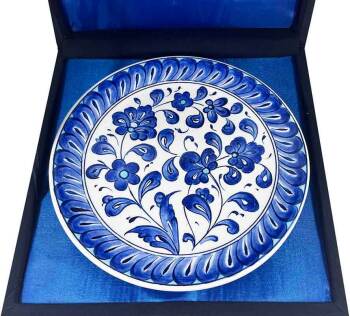 İznik Çini Tabak | Mavi Lotus Bahçesi Desenli 18 cm - 2