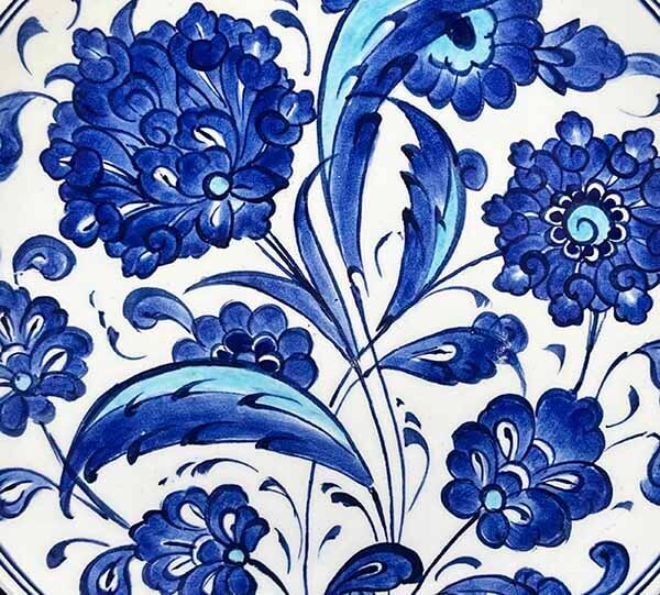 İznik Çini Tabak | Mavi Lotus ve Saz Yaprağı Desenli 18 cm - 3