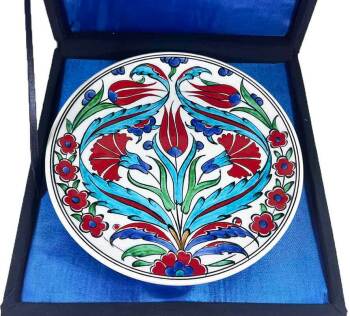 İznik Çini Tabak | Turkuaz Lale ve Karanfil Desenli 18 cm - 3