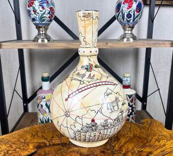 İznik Çini Vazo | Piri Reis Haritalı 30 cm - 5