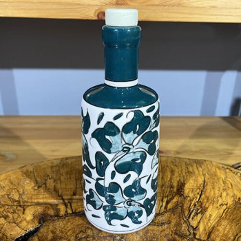 Grüne Olivenölflasche aus Iznik-Keramik mit Lotusmotiv - 1