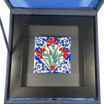 Karanfil Çiçeği Desenli Çini Plaket - 2