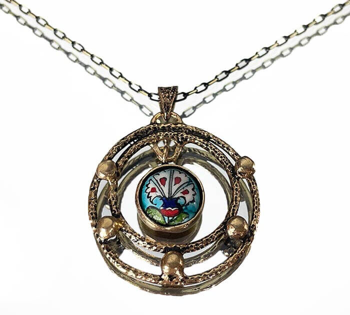 Karanfil Çini Bronz Kolye - 1