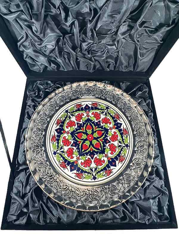 Karanfil Motifli Gümüş Tabak 25cm - 3