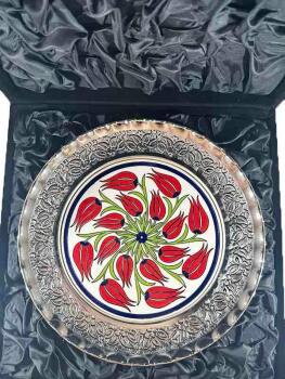 Kırmızı Laleler Gümüş Tabak 25cm - 2