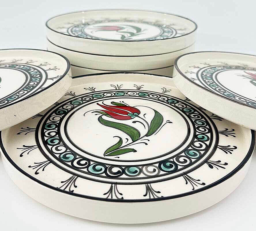 Klasik Lale Motifli 6’lı Seramik Servis Tabağı Seti 19 cm - 2