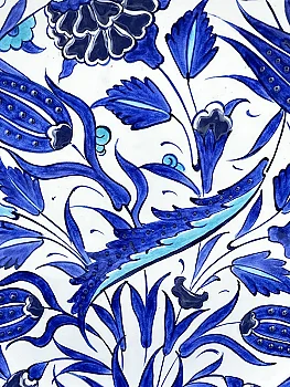 Kültürel Hediye Kobalt Lale ve Karanfil Motifli 25 cm İznik Çini Tabak - 2