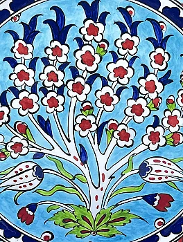 Kültürel Miras, Turkuaz Hayat Ağacı Motifli 25 cm İznik Çini Tabak - 2