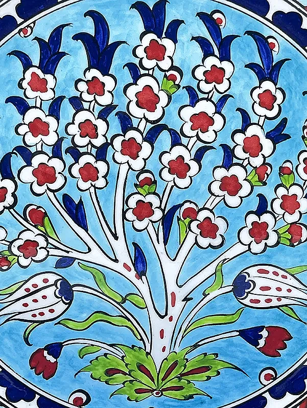 Kültürel Miras, Turkuaz Hayat Ağacı Motifli 25 cm İznik Çini Tabak - 2