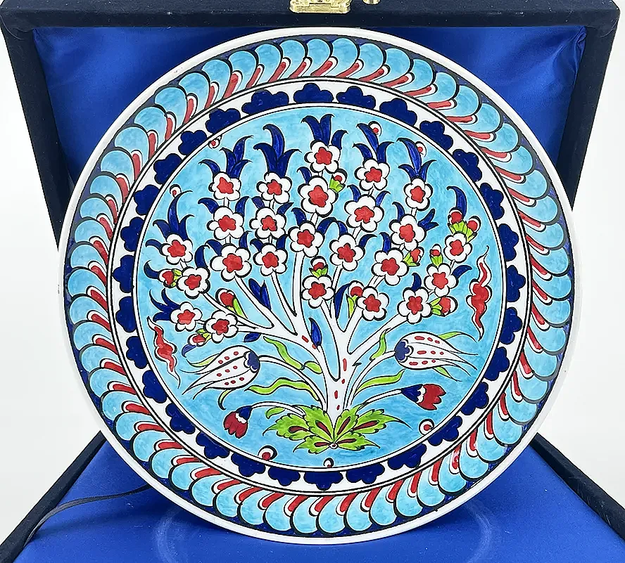 Kültürel Miras, Turkuaz Hayat Ağacı Motifli 25 cm İznik Çini Tabak - 1