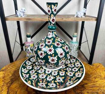 Kurumsal Hediye Hayat Ağacı Motifli Vazo Tabak Set - Çini Evi