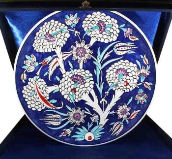 Kurumsal Hediye Mavi Beyaz 30cm İznik Çini Tabak - Çini Evi