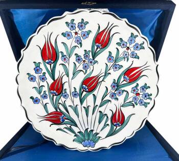 Lale Bahçesi 25cm İznik Çini Tabak - Çini Evi