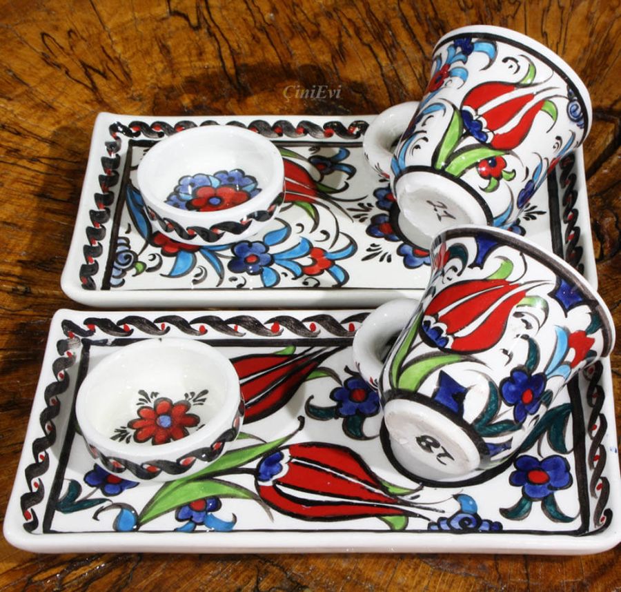 Lale Desenli Türk Kahve Seti - 1