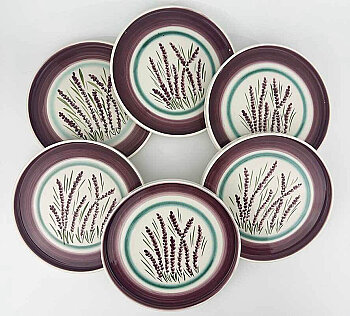 Lavanta Bahçesi 6’lı Seramik Servis Tabağı Seti 19 cm - Çini Evi