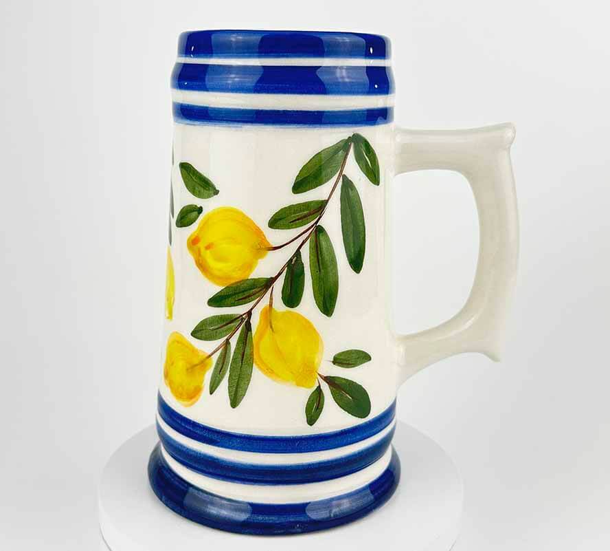 Limon Dalı Motifli Kulplu Seramik Kupa - 1