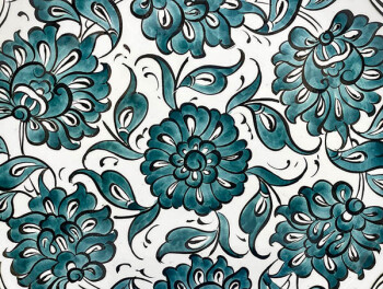 Lotus Çiçeği Motifli 25cm İznik Çini Tabak - 2