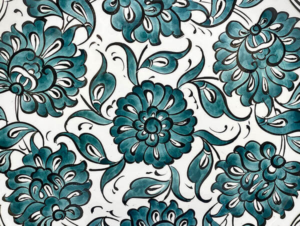 Lotus Çiçeği Motifli 25cm İznik Çini Tabak - 2