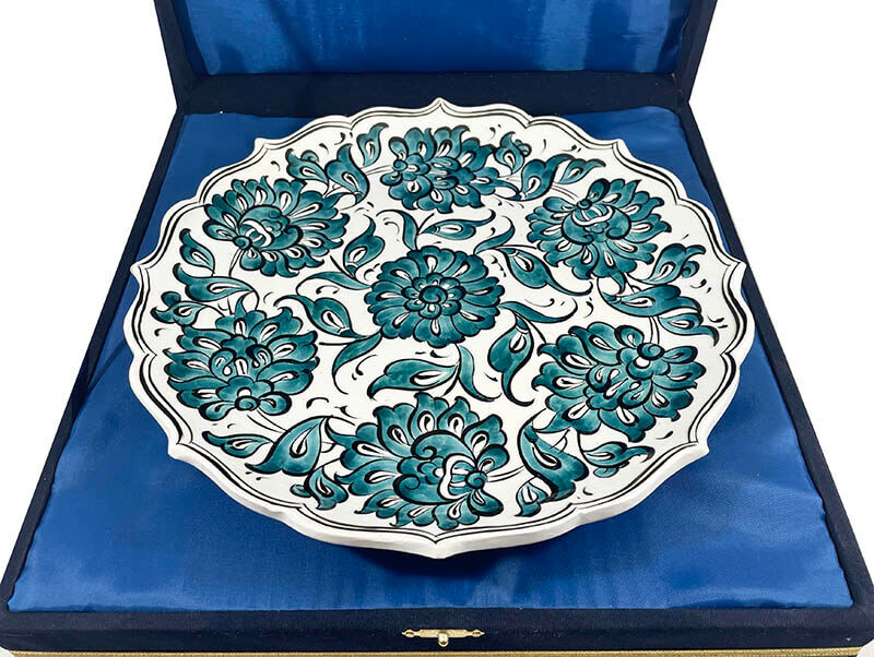Lotus Çiçeği Motifli 25cm İznik Çini Tabak - 3