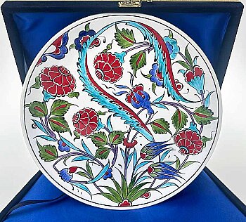 Makam Hediyesi Gül Bahçesi İznik Çini Tabak 25 cm - Çini Evi