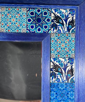 Mavi Çerçeveli Çini Desenli Ayna - 3
