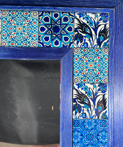 Mavi Çerçeveli Çini Desenli Ayna - 3
