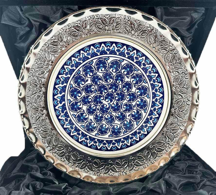 Mavi Karanfil Gümüş Tabak 25cm - 1