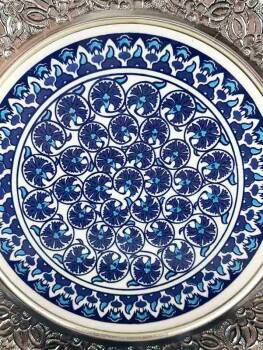 Mavi Karanfil Gümüş Tabak 25cm - 2