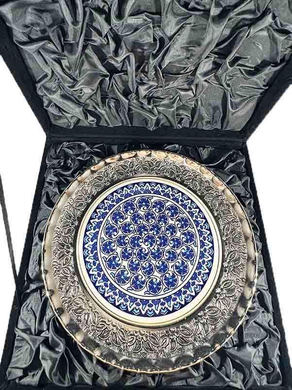 Mavi Karanfil Gümüş Tabak 25cm - 3