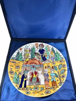 Minyatürlü İznik Çini Tabak – Hükümdara Elçi Kabulü (30 cm) - 3