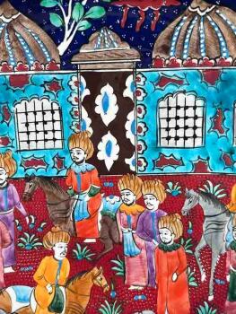 Minyatürlü İznik Çini Tabak – Medrese Avlusu (30 cm) - Çini Evi (1)