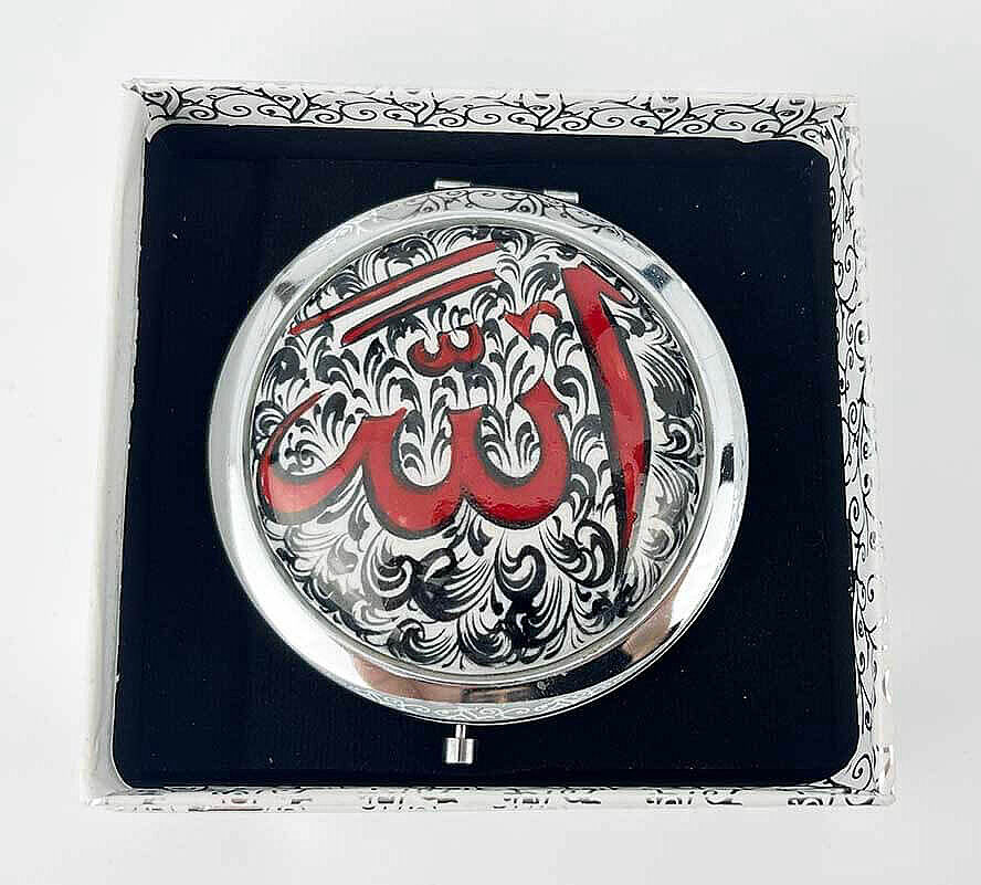Miroir de maquillage en céramique d’Iznik motif Allah - 1