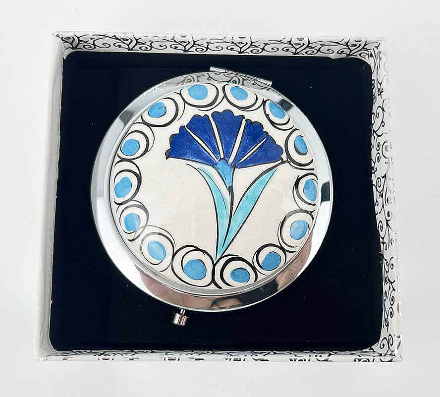 Miroir de maquillage VIP motif œillet bleu - 1